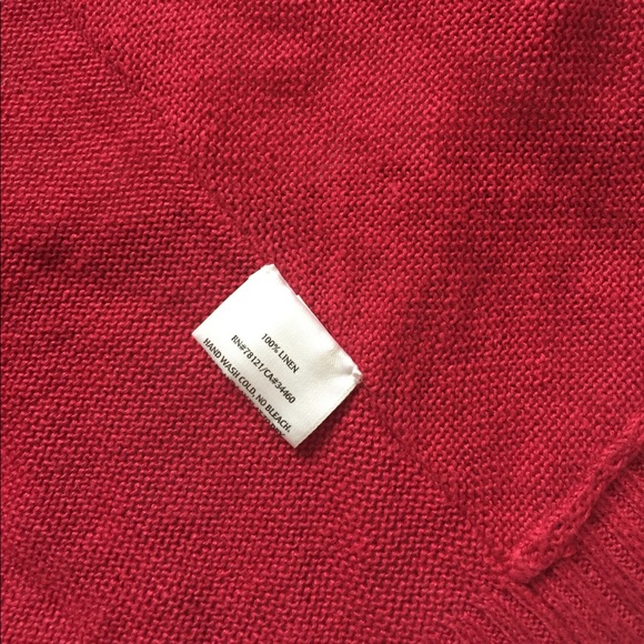 Eileen Fisher 100% linen raspberry red drape front long cardigan - Picture 5 of 7